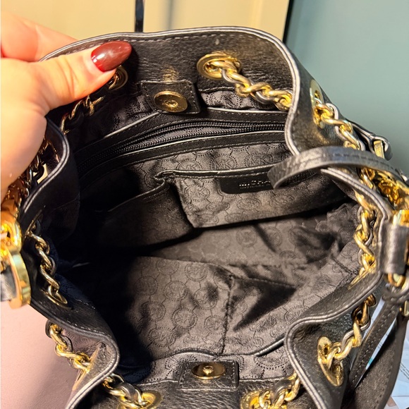 Michael Kors Black Leather Satchel Bag with Gold Chain - Picture 4 of 5